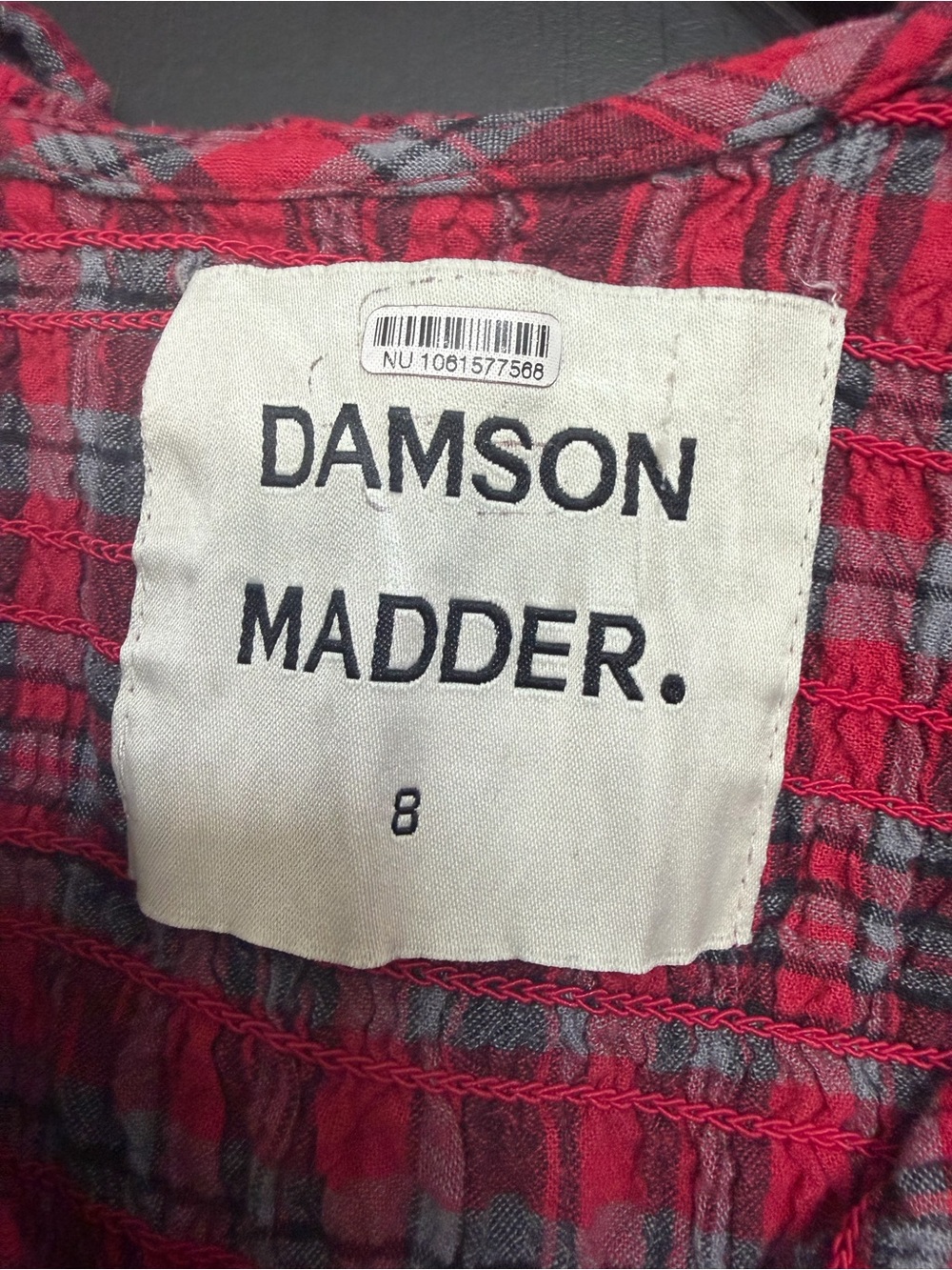 Damson Madder Meghan Red Check Blouse, Size 8 - Picture 9 of 10